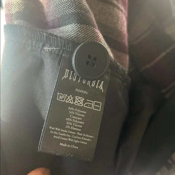 Disturbia Gambit Spliced Check Goth Tapered Trousers Size 6 NWT - Picture 12 of 12